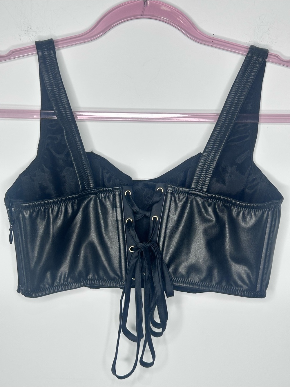 NWT Victoria’s Secret Very Sexy Faux Leather Lace Up Corset Top Black - Picture 4 of 6